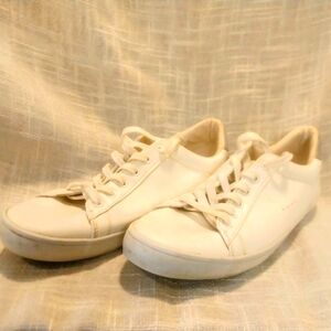 White leather women's deck shoes
